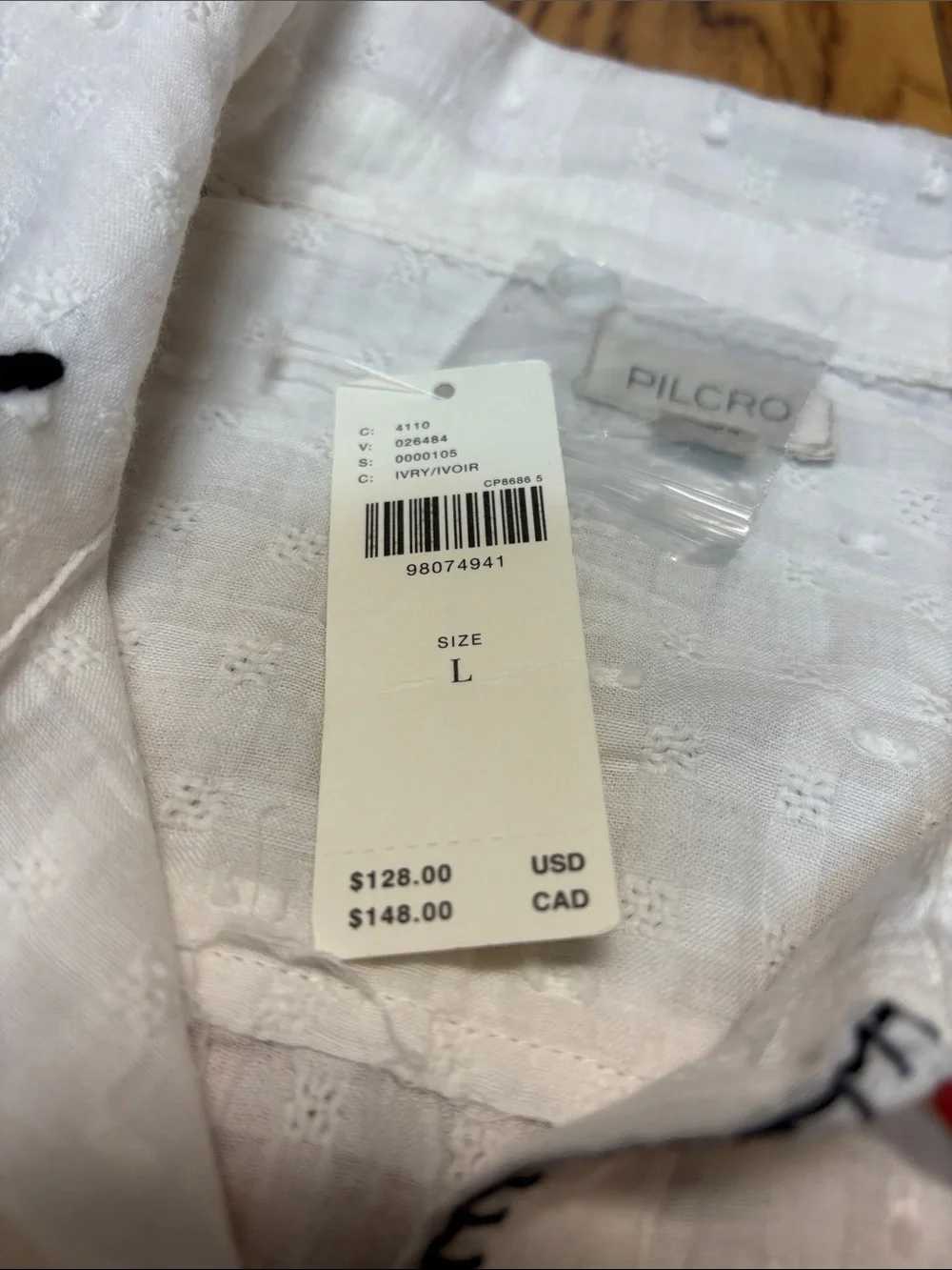 NWT Anthropologie Pilcro Embroidered Puff-Sleeve Folk Blouse - Size L